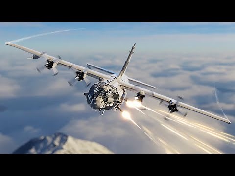 insane AC-130 Gunship in Action - massive Firing All Its Cannons
