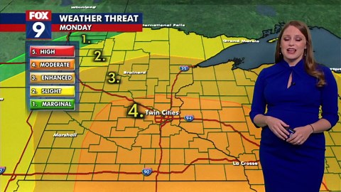 MN weather: Wet & cloudy Sunday, severe storms on Monday