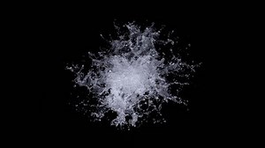 Super Slow Motion Shot of Real Water Splash Explosion from Surface Isolated on Black at 1000fps.
