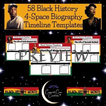 58 Black History Biography Timelines | 4-Space Major Milestone Organizers