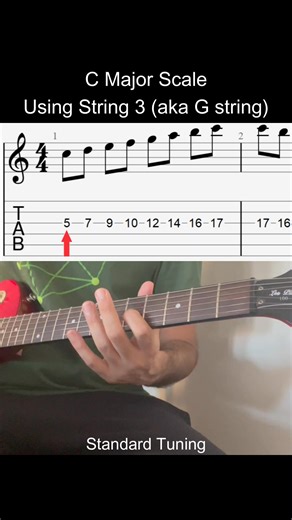 C Major Scale Using String 3 aka G String #guitar #tabs I demonstrate how you can play the C major scale using only the third string in the guitar. The open note for the third string in standard tuning is G. I use an Epiphone Les Paul electric guitar with a Boss GT-1 multi-effects pedal. #musiclessons #tablature | Hope Regained