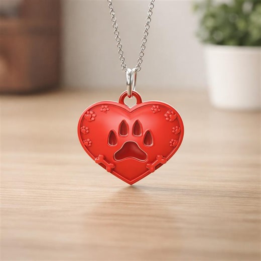 Paw Print Heart Pendant STL | Dog Cat Lover Necklace 3D Print File | Valentines Pet Memorial Jewelry Charm | Digital Download - Etsy