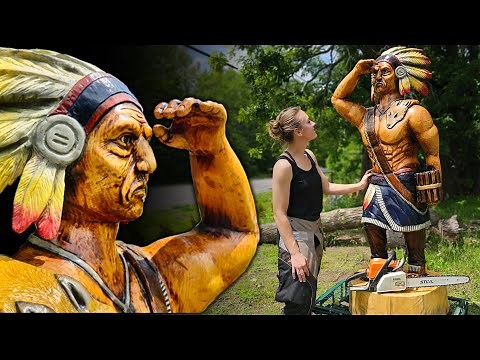 AMAZING American Indian Chainsaw Carving