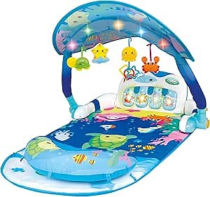 winfun Multi-Color Magic Lights and Musical Play Gym with Detachable Toys, Light-Up Arch, Early Learning Activity Board, and Lullabies Perfect for Newborns and Up