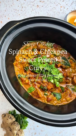 Slow Cooker Spinach & Chickpea Sweet Potato Curry Recipe