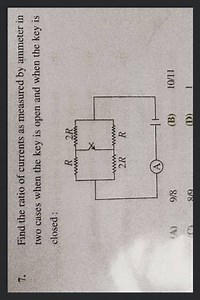 Find the ratio of currents as measured by ammeter in two cases ... | Filo