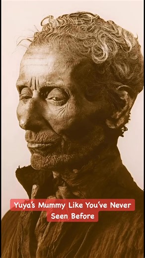 Yuya’s Mummy Like You’ve Never Seen Before Thanks to advanced AI technology, we are now able to observe the mummy of Yuya closer than ever before. This is not a fictional reconstruction—it is a visual exploration of real physical details preserved under layers of linen for more than 3,000 years. The curled hair, the facial structure, the deep wrinkles—each feature reveals the unique identity of a man who once held extraordinary authority inside the royal court of the 18th Dynasty. AI does not br