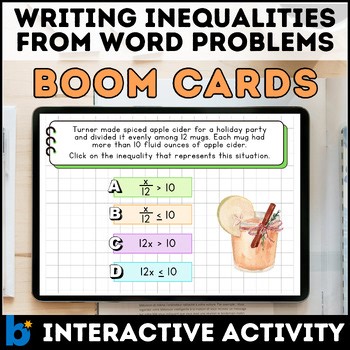 Writing Inequalities from Word Problems | Boom Cards™ | Translating Real-World S