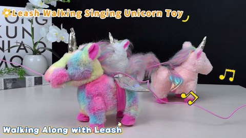 HCdoujoy Pink Unicorn Toys for Girls Toy Set Singing Walking Electronic Plush Unicorns with Control Leash, Pretend Dress Up Animated Stuffed Unicorn Gift for KidsToddler Kids 3 4 5 6 Years