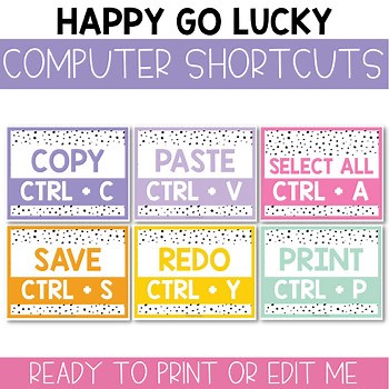 Editable Keyboard Shortcut Posters / Computer Lab Posters / Retro Groovy