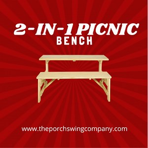 28 reactions | We did it again! Introducing our new 2-in-1 Picnic Bench. Get yourself one, or get two. Product Featured: https://theporchswingcompany.com/products/centerville-amish-heavy-duty-2-in-1-convertible-bench-and-picnic-table . . . . . #picnicbench #2in1 #theporchswingcompany #porchswing #swingbed #fall #endofsummer #newoutdoor #new #outdoorfurniture #bench #convertibletable | The Porch Swing Company | Facebook