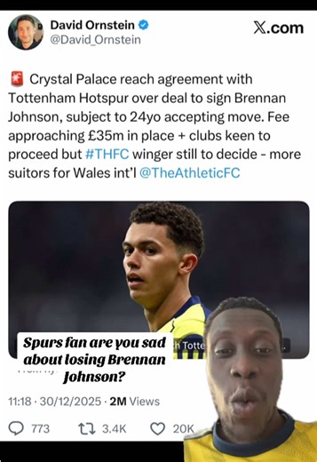 Brennan Johnson Leaving Spurs: £35m Fee Agreed
