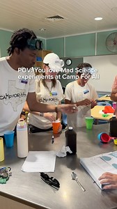 At Camp For All, we offer activities like Mad Science experiments that allow campers to learn and play in a safe, barrier-free environment. 🧪🥼👨‍🔬✨ Our hands-on learning approach ensures campers make lasting memories along the way. #CampForAll #BarrierFreeCamp #CampWithoutLimits #SummerCamp | Camp For All