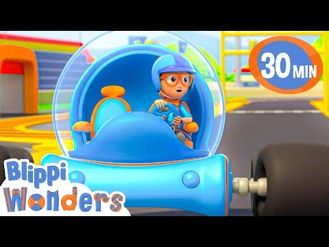 Fast Cars with Blippi 🏁🚗 | Blippi Wonders | Cars, Trucks & Vehicles Cartoon | Moonbug Kids