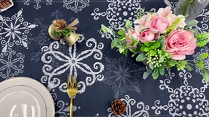 Christmas Table Runner Dresser Scarves Snowflake Pattern Holiday Table Runners for Christmas Non-Slip Dark Blue Dinner Runner Party Decorations, 16" x 72"