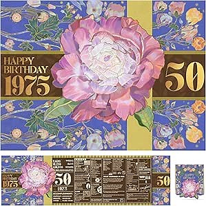 2025 50th Birthday Greeting Card, 50 Years Old Birthday Gift Card, Memory Back In 1975, Rose (Envelope)