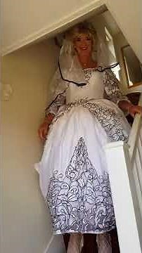 Black & White Bridal Dress on Stairs