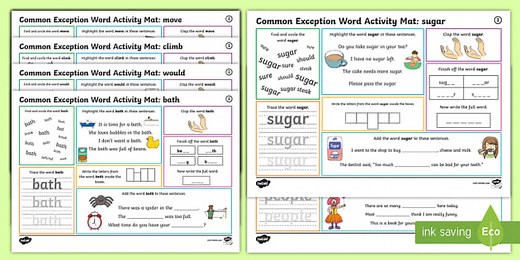 Year 2 Common Exception Word Activity Mat Weekly Bumper Pack