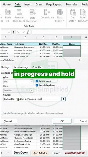 How to Create a Drop Down List in Excel | Data Validation Tutorial for Beginners #spreadsheets