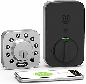 ULTRALOQ U-Bolt WiFi Smart Lock with Built-in WiFi, Keyless Entry Door Lock with Door Sensor, Works with Alexa, Google Home, SmartThings, WiFi Door Lock, Deadbolt, ANSI Grade 1 Certified, Satin Nickel