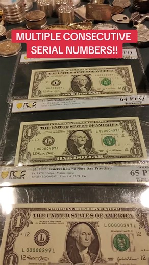 Notes with consecutive serial numbers. Super cool pieces of paper! $money $currency #gold #silver #fyp