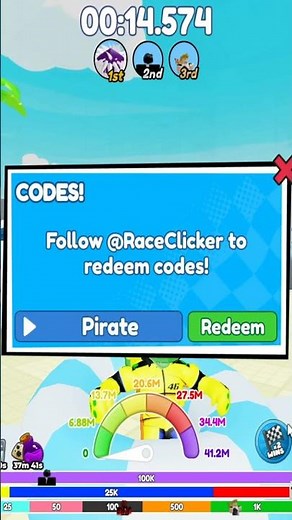 *NEW* CODES FOR RACE CLICKER ROBLOX!