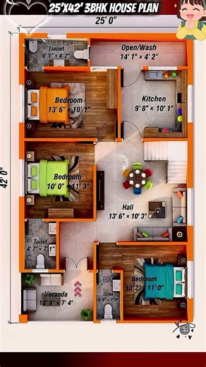 This 25×42 House Plan Solves Common Layout Mistakes | 3BHK