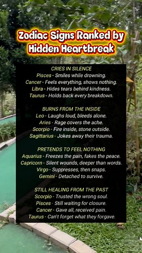 35K views · 43 reactions | Some signs cry in silence, others turn their pain into strength, and a few pretend they’re perfectly fine while breaking on the inside. Every sign carries a story the world never sees. Let’s uncover who hides their heartbreak the deepest. ✨ #zodiacheartbreak #astrologysecrets #hiddenemotions #reelsviral2025 #zodiacranking #fblifestyle | Sabrosong Pinoy | Facebook