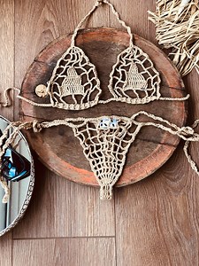 Nudist Bikini Gift for Wife Sexy Bikini Crochet Bikini See Through Lingerie Open Bikini Mini Bikini Crotchless Bikini Red Swimsuit - Etsy