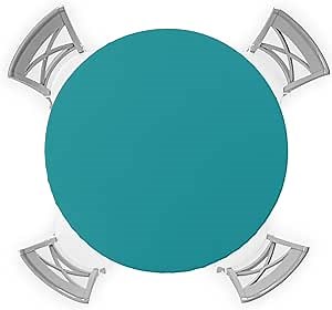 SEVENBABU Round Table Cover 55-60 Inch, Waterproof Reusable Table Cloth Round Fitted Vinyl Tablecloth with Elastic Edged for Parties Outdoors, Aqua Turquoise Solid Color