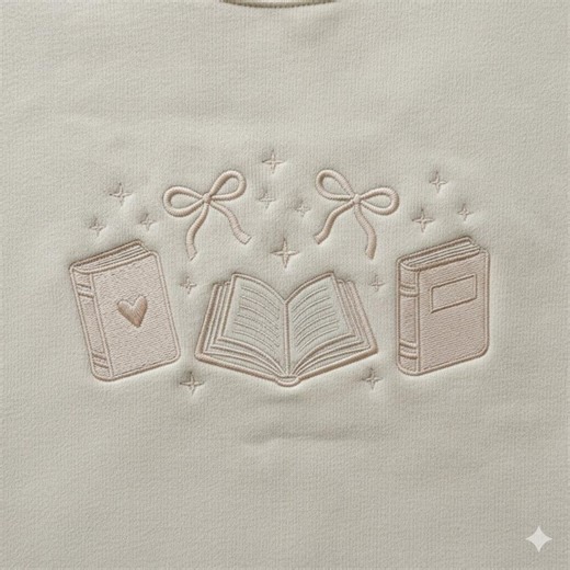 Tone on Tone Book Lover Embroidery Design, Minimal Reading Icons, Aesthetic Library Embroidery, Cozy Literary Pattern - Etsy