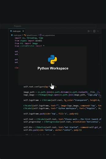 Splash Screen Animation With CustomTkinter || #customtkinter #python #programming #coding #shorts