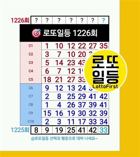 여유롭게 사전투표~ 로또1226회 당첨 번호 예상 조합 #로또일등