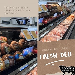 Our fresh deli offers many choices! You can choose presliced and packaged or have your selections sliced just the way you like. Did you know we can even make a sandwhich to-go for you? Stop in and ask our associates to make you a delicious, fresh sandwhich. Also check out our weekly deli specials. #shoplocal #freshdeli #justthewayyoulike | Boone's Butcher Shop