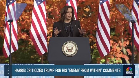 Harris continues to knock Trump for his 'enemy from within' comments
