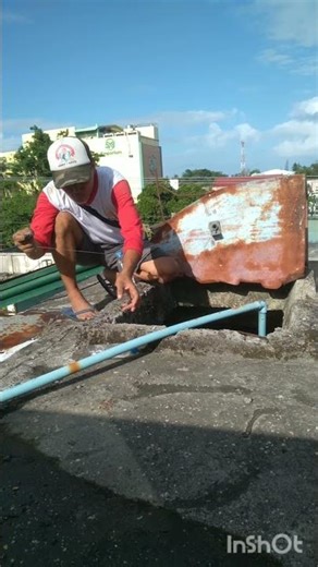 Old overhead water tank electric level switch improvised float