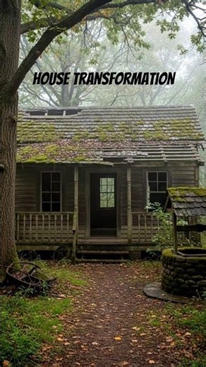 Amazing Forest Wooden House Renovation 🌲 From Old Cabin to Aesthetic Dream House #shorts #home