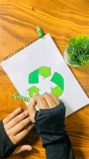 Easy Recycle Symbol Drawing♻️😱☺️#shorts #art