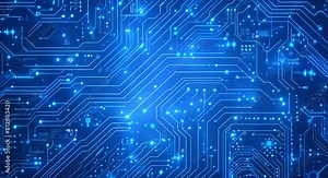 Futuristic Blue Circuit Design: Perfect for Technology Backgrounds and Cybersecurity Themes