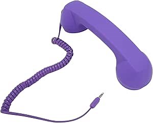 Retro 3.5mm Telephone Handset, Retro Radiation Proof Cell Phone Receiver Mic Microphone Speaker for Smartphone Computer (Purples)