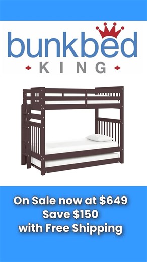 Bedz King Tall Twin over Twin Bunk Beds with Ladder, 2 Drawers, Dark Cherry - #bunkbeds #bunkbedking