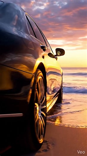 This Luxury Car Meets the Ocean at Sunset… Unreal View 🌅🚘