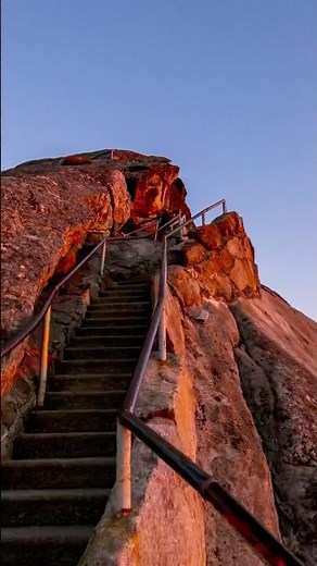 The ascent of Moro Rock at sunset in Sequoia National Park, California #sequoianationalpark #sequoia