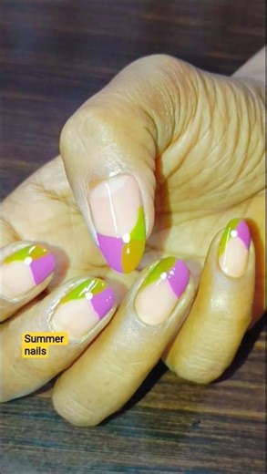 Easy french 🍟 coloerfull designs at Home 🏡#nailart #naildecoration #simplenails #nails