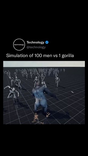 In a fight between 100 unarmed men and a silverback gorilla, the gorilla would have a major advantage at first due to its immense strength, speed, and aggression. While the men have numbers on their side, coordinating effectively without weapons would be difficult. The gorilla could injure or incapacitate many before being overwhelmed. Ultimately, the men might win, but only with significant effort and likely serious casualties. #funny #technology #gorilla #reels #explore | Technology IG