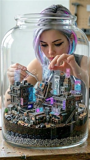 I Built a Cyberpunk Mini City in a Terrarium… With Neon & Rain 🌧️⚡