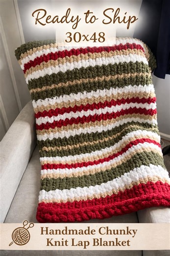 Handmade Chunky Knit Lap Blanket | Cozy Hand Knit Throw | Ready to Ship Gift | 30x48 - Etsy