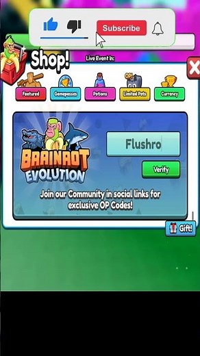 *NEW* CODES FOR BRAINROT EVOLUTION ROBLOX! #code