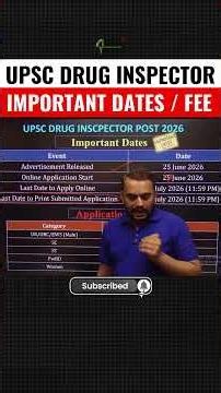 UPSC Drug Inspector 2026 | Important Dates & Application Fee Explained