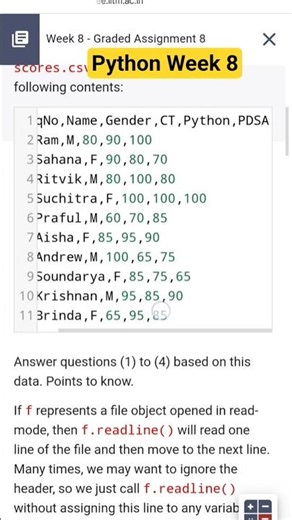 PYTHON WEEK 8 GRADED ASSIGNMENT #coding #python #study #iitmadras